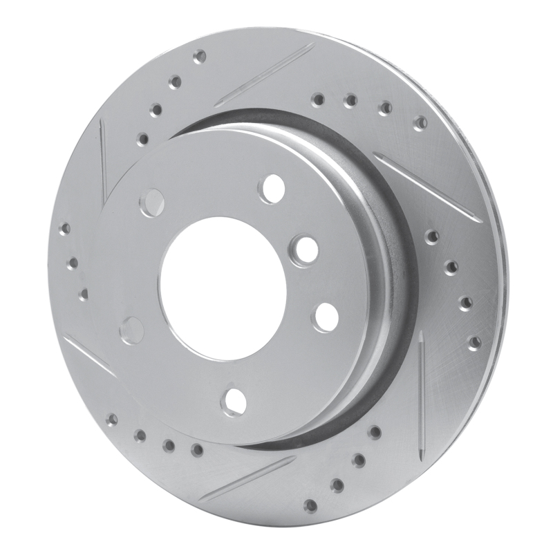 BMW 323CI Brake Rotor (1) - Rear Left - R1 Concepts - Drilled & Slotted - Silver - `96-`05